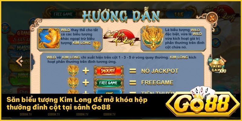 Biểu tượng Kim Long là chìa khóa mở ra các phần quà Jackpot giá trị tại Game nổ hũ Cá Chép Hóa Rồng