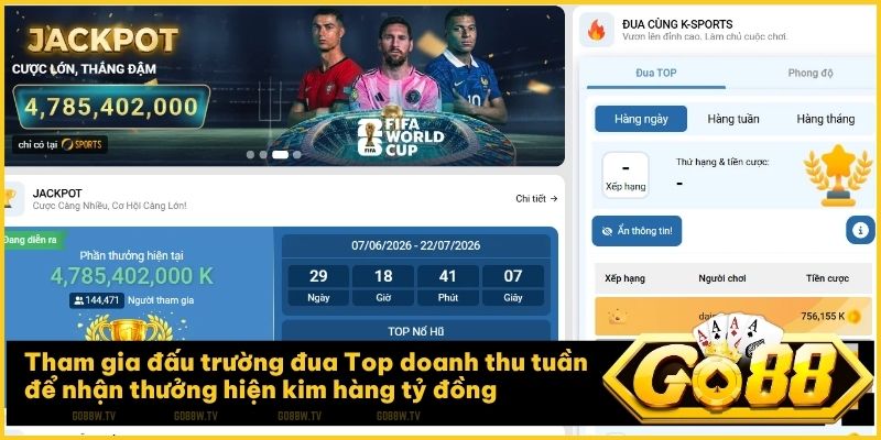 Sự kiện Đua Top và Săn Hũ định kỳ hằng tuần tại hệ thống Go88